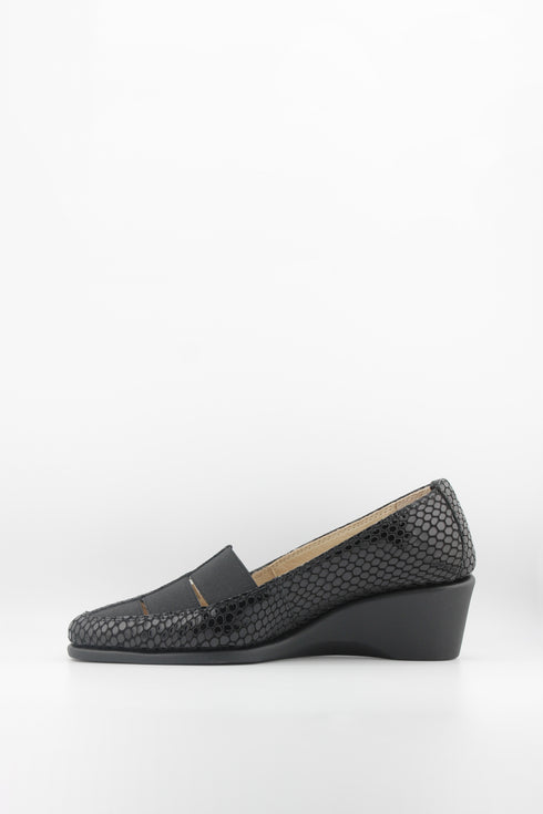 DFC Relax Textured Slip-On Comfort Wedge Loafer with Elastic Panels